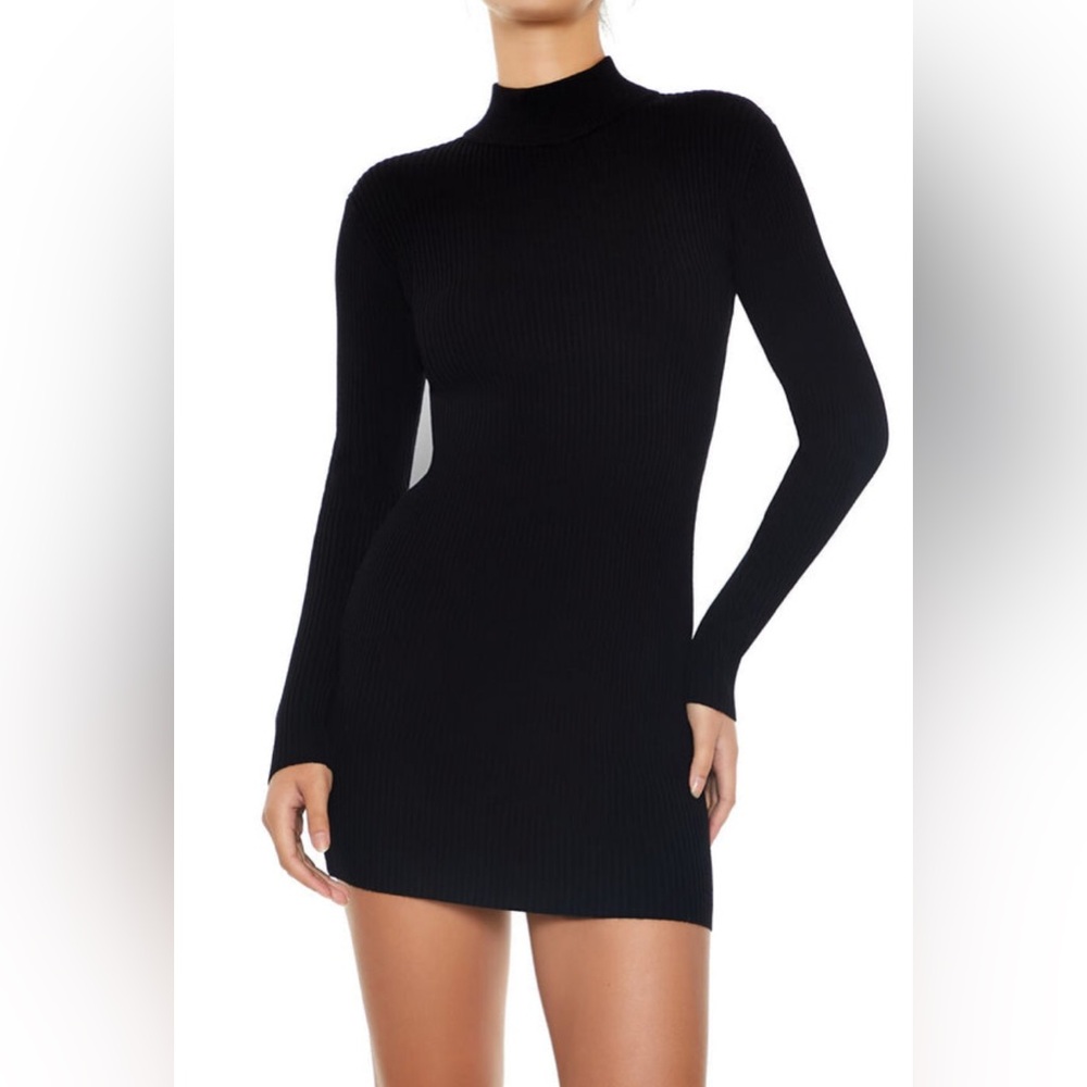 Forever 21 Black Long Sleeve Mini Dress
